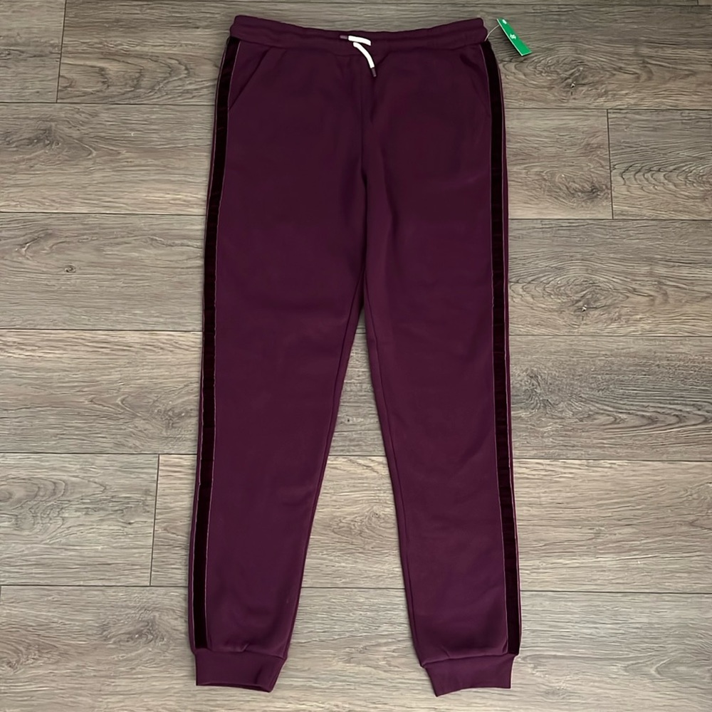 Dip Junior Burgundy Purple Side‎ Stripe Joggers Pants With Pockets Size XL(16)